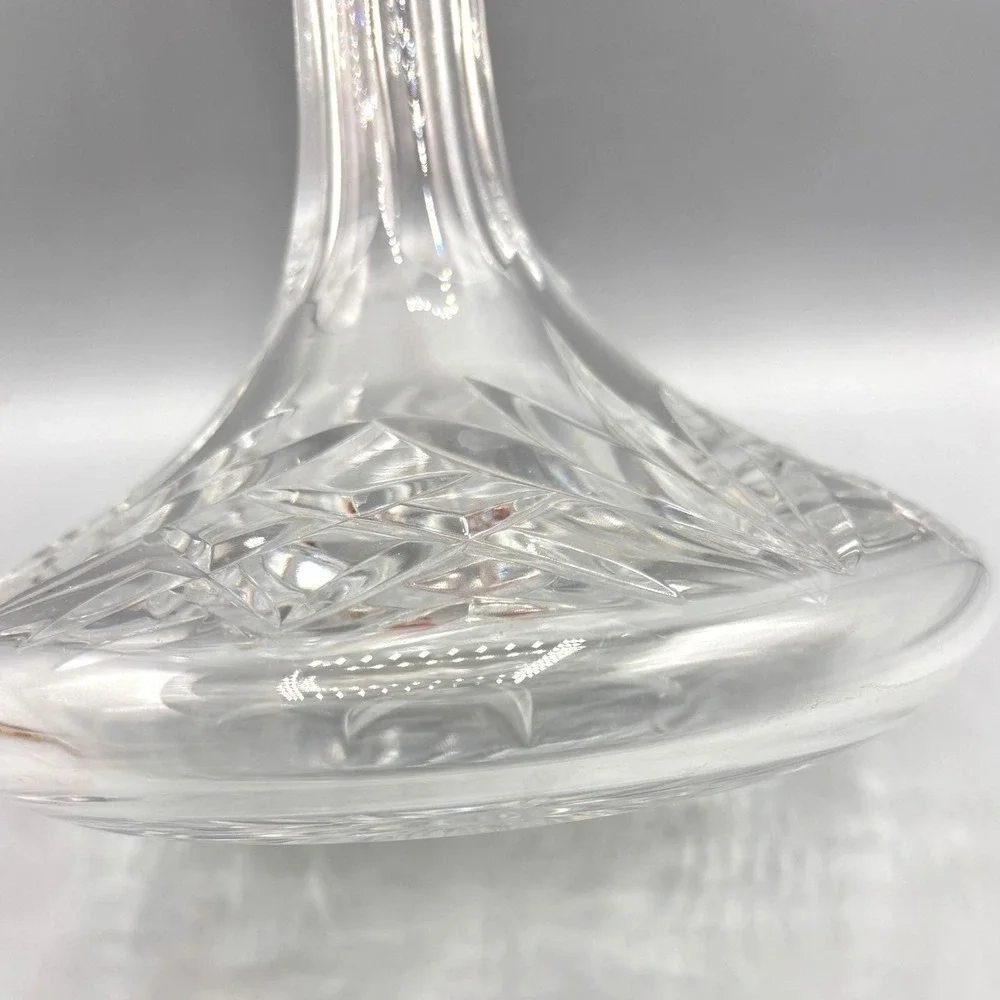 Vintage Lead Crystal Ships Decanter‎ with Faceted Ball Stopper Starburst Barware